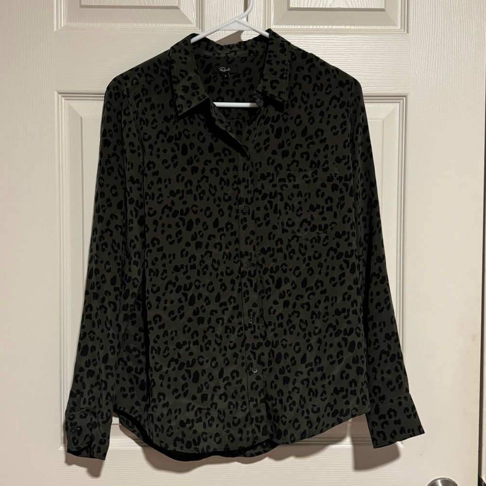 Rails Kate Olive Cheetah Button Down In Size Smal… - image 3